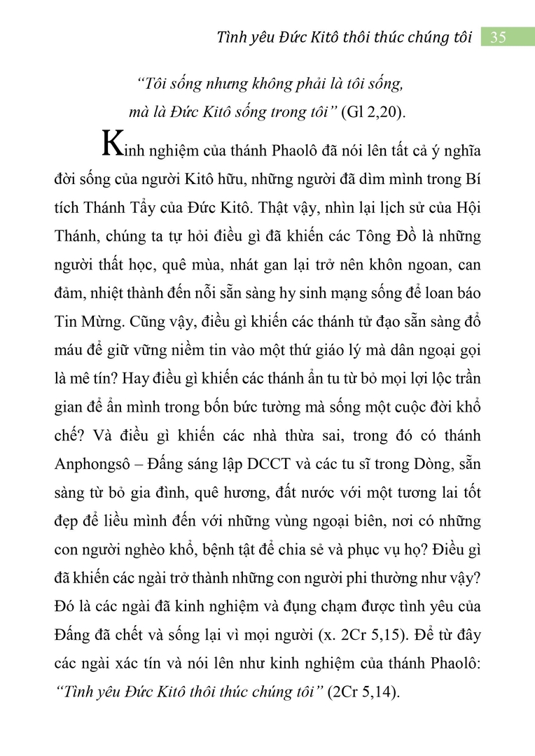 Tình yêu Đức Kitô thôi thúc chúng tôi