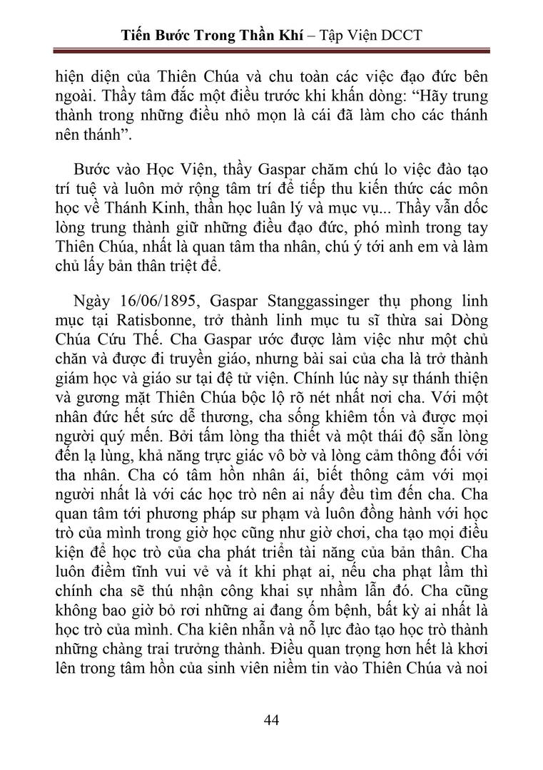 Chân phúc Gaspar Stangassingger giữa các sinh viên