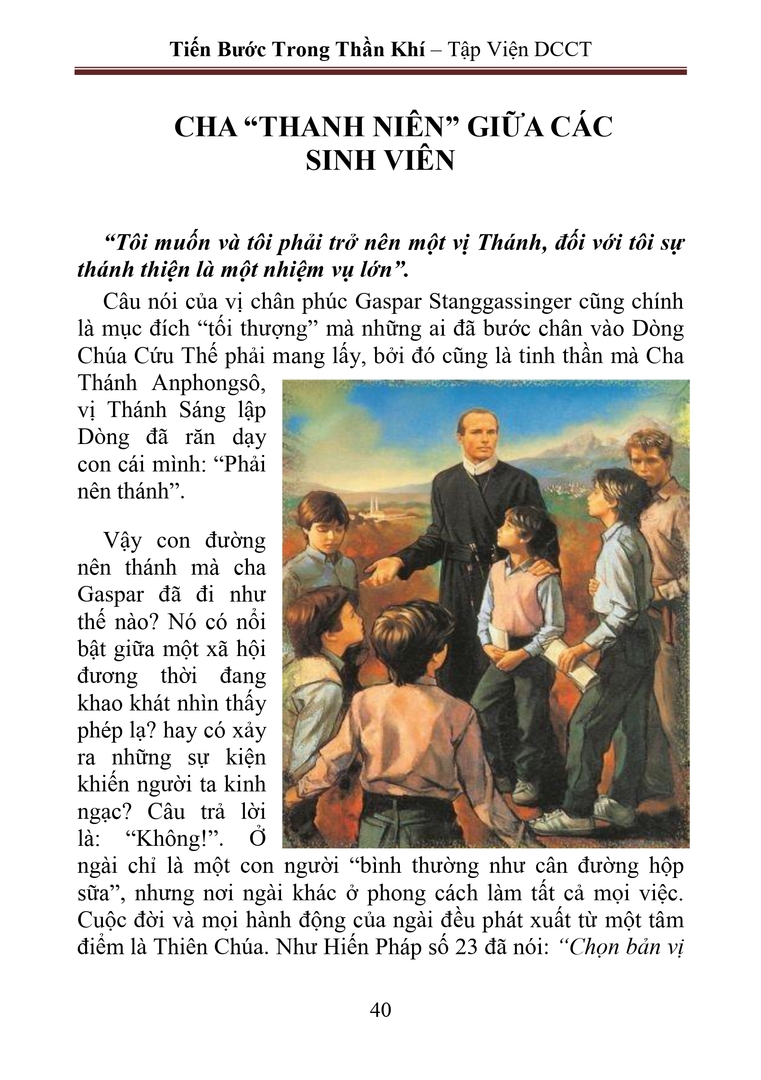 Chân phúc Gaspar Stangassingger giữa các sinh viên
